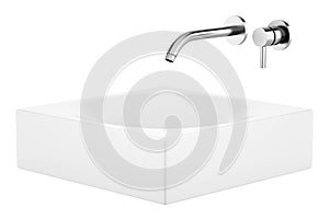 Ceramic bathroom sink isolated on white