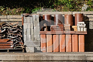 Ceramic and Blocks Scraps in Junkyard