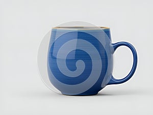 Ceramic Blue Mug Isolated on White Background, Studio Shot