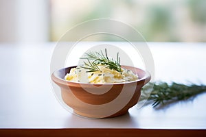 ceramic bowl filled with whipped cultured butter