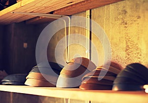 Ceramic bowl kitchenware on the shelf