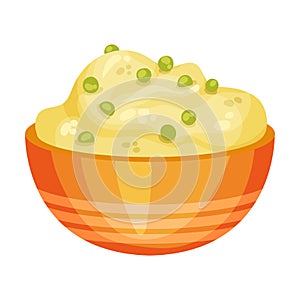 Ceramic Bowl of Pumpkin Porridge Vector Illustration