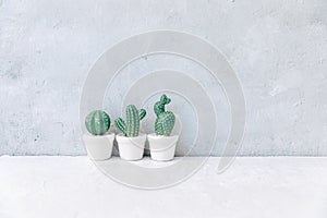 Ceramic Cactus on a white background, minimalism photo.