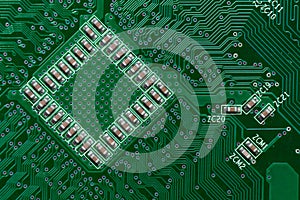 Ceramic Capacitors on Green Digital electronic circuit