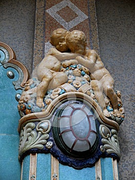 Ceramic cherubs in art nouveau style photo