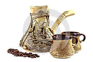 Ceramic coffee set, cezve