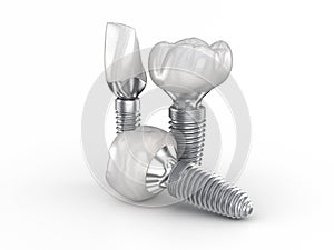 Ceramic crowns, custom implant abutment and implantats. Medically accurate 3D illustration of dental implantation photo
