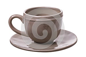 Ceramic cup with saucer isolated