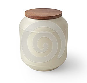 Ceramic curve jar with wooden lid