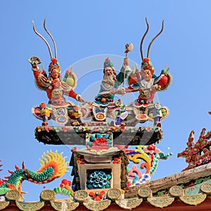 Ceramic decorate on the top at Pagoda