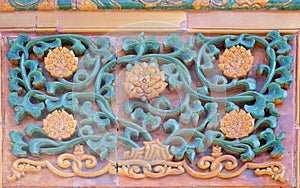 Ceramic detail from Royal Palace wall in The Forbidden City, Beijing