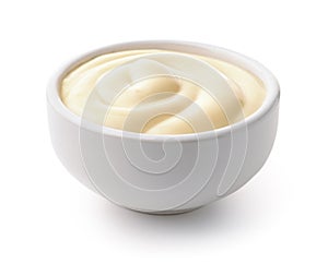 Ceramic dip bowl full of mayonnaise photo