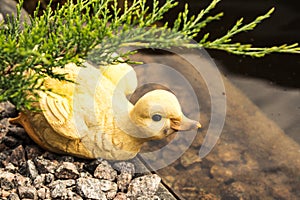 Ceramic duck pond in the park