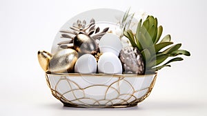 ceramic easter basket white background