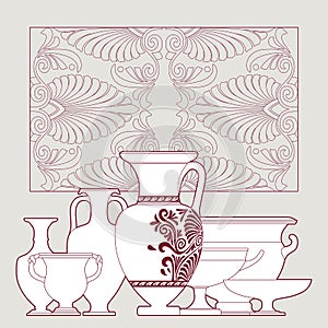 Ceramic Ethnic national Greek style seamless pattern photo