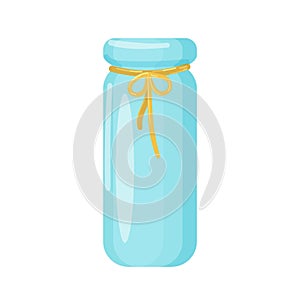 Ceramic flower vase with rope decorations. Isolated illustration on a white background. Cartoon style. Vector.