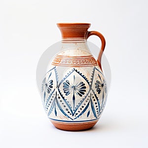Ceramic Hand Pot With Patterns - Greek Art Inspired