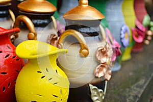 Ceramic handycrafts in the shops along the main road of San Juan Oriente in the highlands between Granada and Masaya, Nicara
