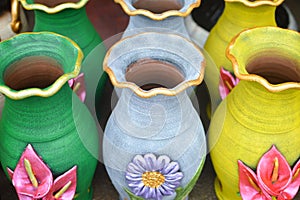 Ceramic handycrafts in the shops along the main road of San Juan Oriente in the highlands between Granada and Masaya, Nicara photo