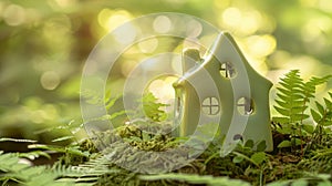 The ceramic house in forest. AI generated