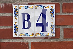 Ceramic house number B4