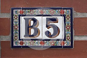 Ceramic House number B5. Craft adress