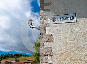 Indicative sign of the town of Baraibar in Navarra photo