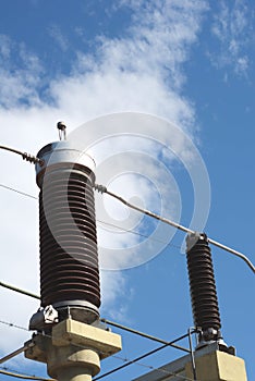 Ceramic insulators on a high voltage power line