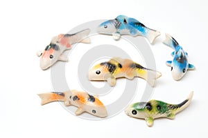 Ceramic of Koi fish sculptors. Use to decorate photo