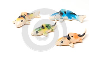 Ceramic of Koi fish sculptors. Use to decorate photo