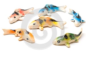 Ceramic of Koi fish sculptors. Use to decorate photo