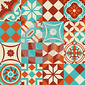 Ceramic mosaic tile pattern with geometry shapes