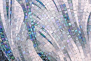 Ceramic mosaic tiles with mother-of-pearl squares laid out randomly