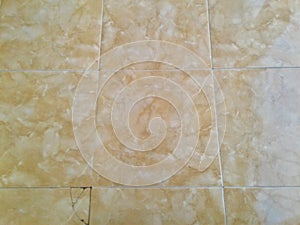 The ceramic motif on the floor is brown with a few cracks at the ends