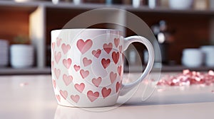 Ceramic Mug Heart Pattern Cozy Valentine\'s Day Drinkware Design