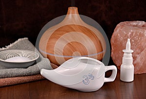 Ceramic Neti pot for nasal cleansing stock images