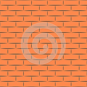 Ceramic orange brick tile wall. Vector illustration