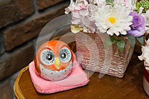 Ceramic owl flower guardian
