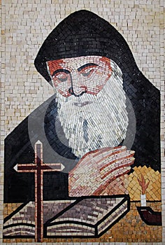 A ceramic piece of St Charbel handmade