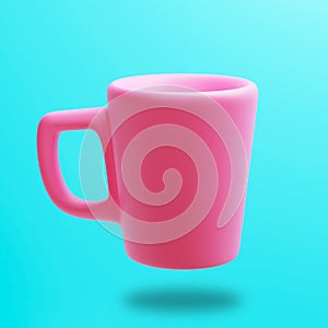 Ceramic Pink Mug, 3d rendering, Coffee Cup