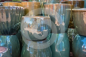 Ceramic planters at a market photo