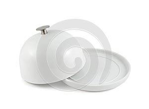 Ceramic plate cover over white dish