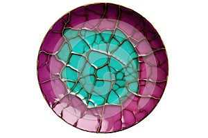 Ceramic Plate With Glossy Crackle Glaze In Rich Jewel Tones