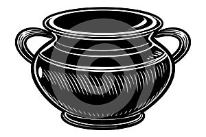Ceramic pot isolated on white background vector art illustration