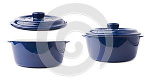 Ceramic pot pan isolated over white background