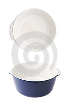 Ceramic pot pan isolated over white background