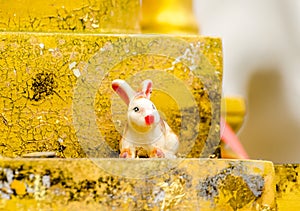 Ceramic rabbits on the wall