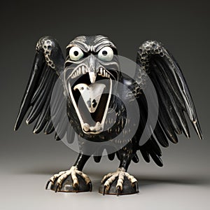 Ceramic Raven Figurine With Exaggerated Expressions By Ravi Zupa