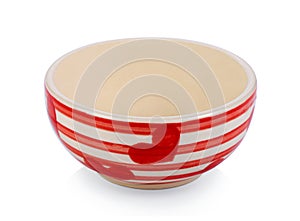 ceramic red bowl isolated on white