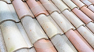 Ceramic roof tile background texture roofing roman tiles element seamless pattern in web header panoramic